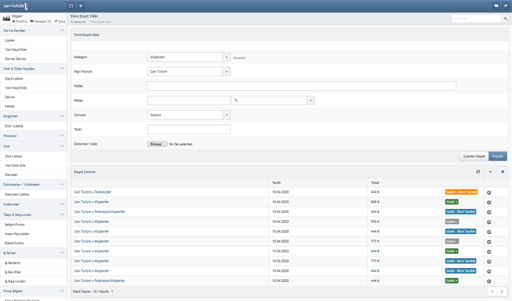 Stok Kaydı Oluştur
